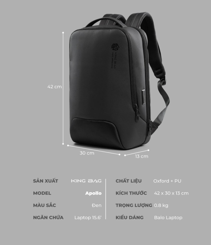 Balo Laptop KINGBAG APOLLO – 15.6 inch