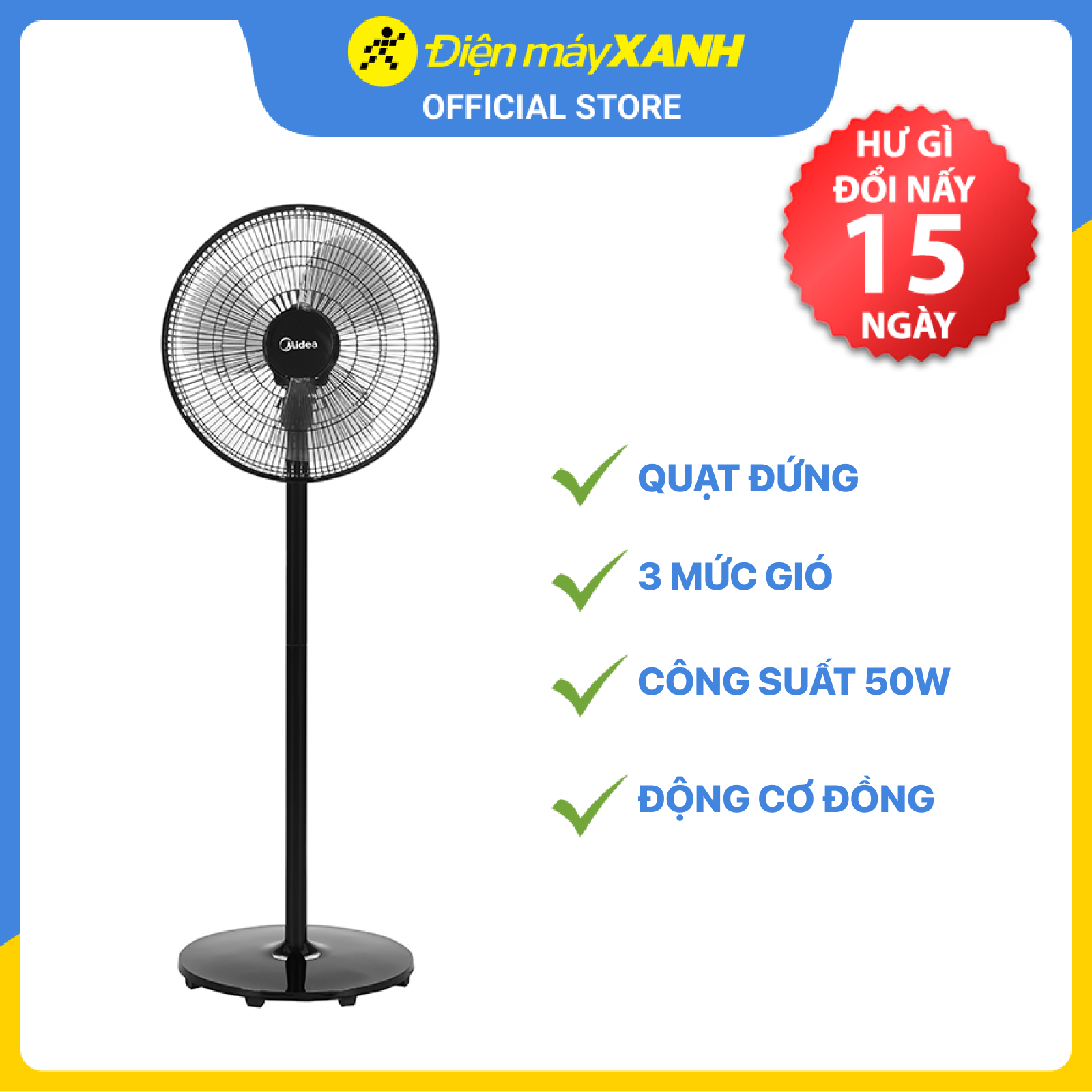 Quạt đứng Midea FS40-18CB Đen