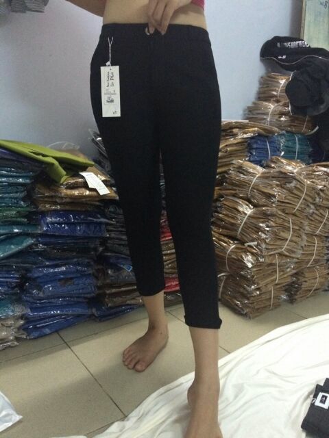 [HCM]Quần Cotton Nữ Lửng 9 Tấc Dây Kéo