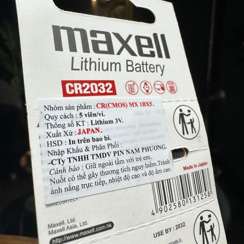 Pin Remote Smart Key CR2032 chính hãng Maxell(Dùng cho AirTag,Remote Ô tô, Xe máy, Máy đo đường huyết, đo nhiệt độ)