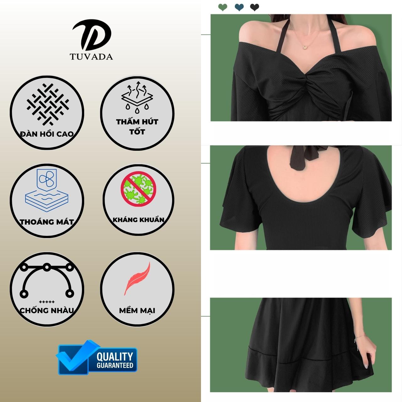 Bikini đi biển bigsize Tuvada bigsize 1 mảnh cao cấp basic mặc được 2 kiểu  - BSV13