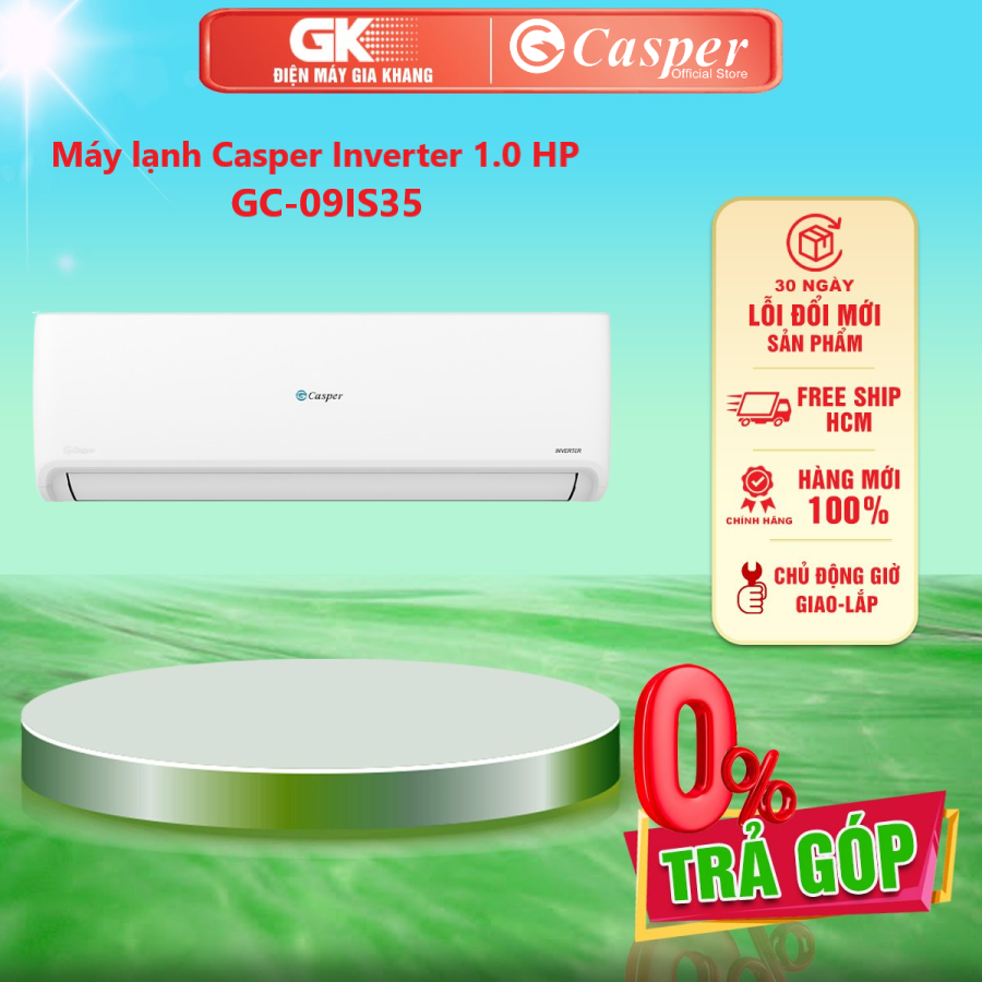 Máy lạnh Casper Inverter 1 HP GC-09IS35 - Trang bị đa dạng chế độ gió bao gồm: Tự động/Thấp/Trung bình/Turbo tối đa - TRẢ GÓP 0% - GIAO TOÀN QUỐC - FREESHIP HCM