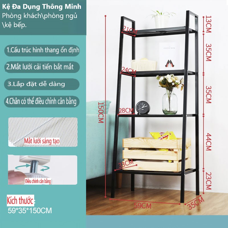 Kệ sắt YTC để đồ 4 tầng đa dụng thiết kế Ikea-K4T01