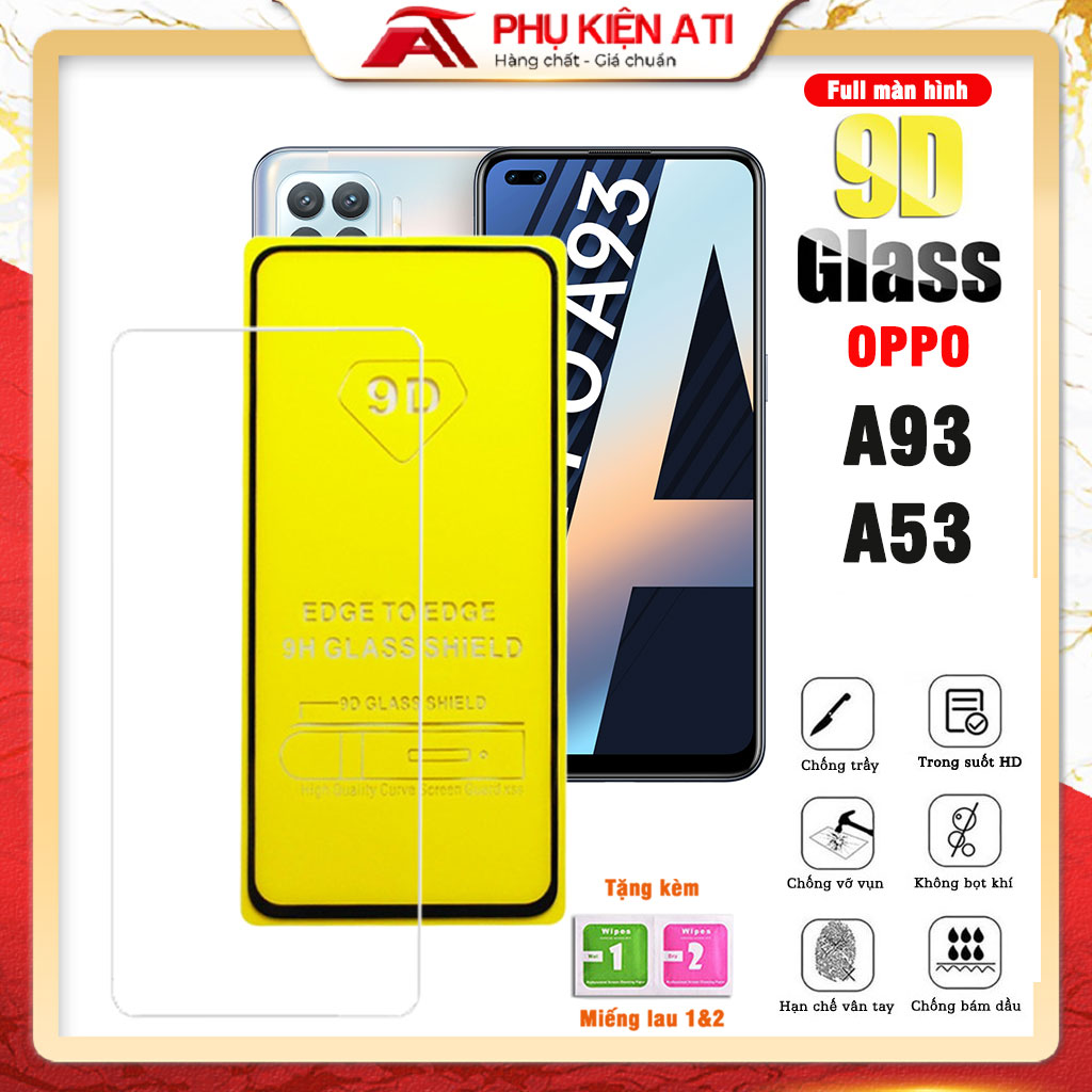 Toughened glass Oppo A93 / A93 5g/Oppo A53-full screen 9D and not full transparent-accessories ATI
