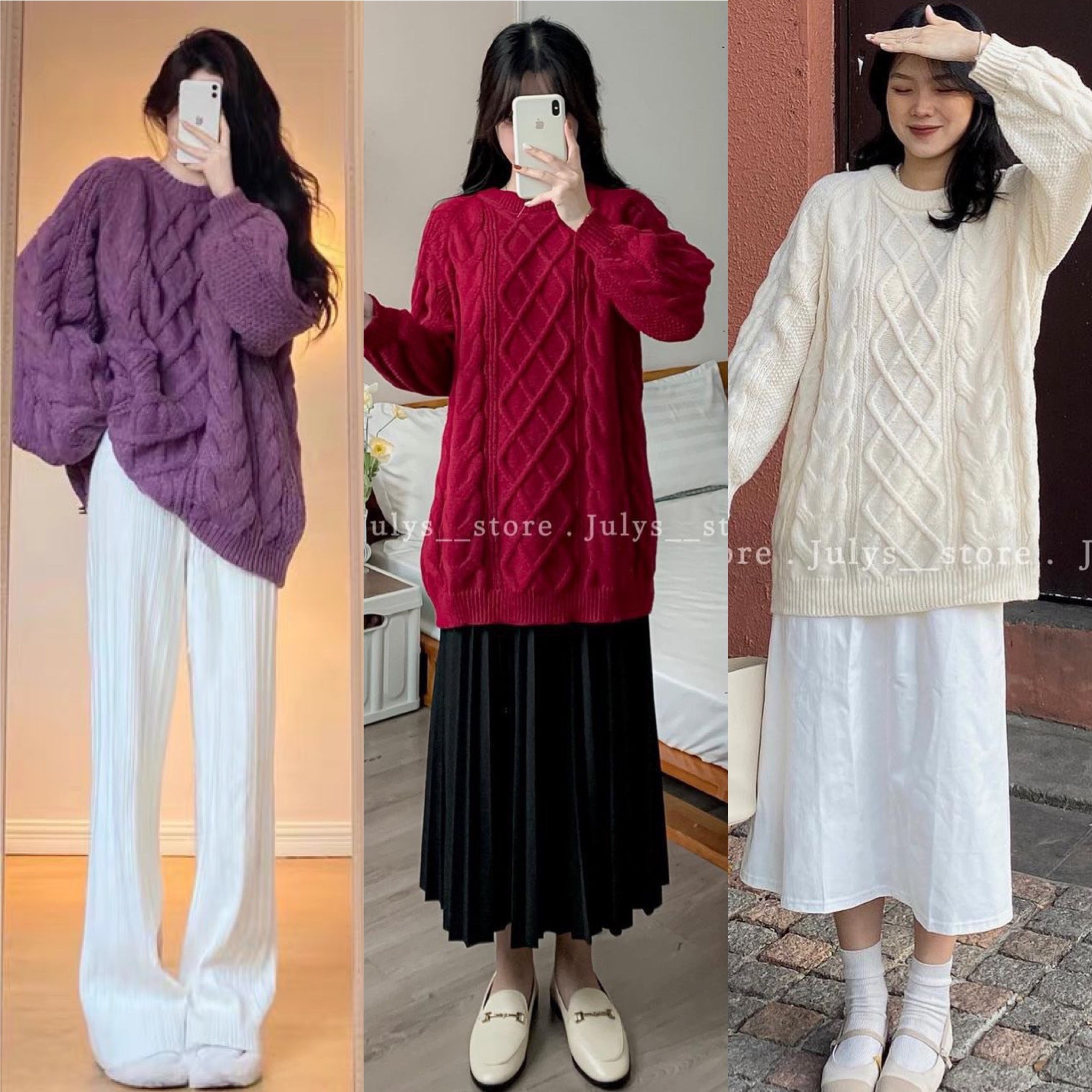 Áo len thừng oversize Chất len dày dặn Hàng QC