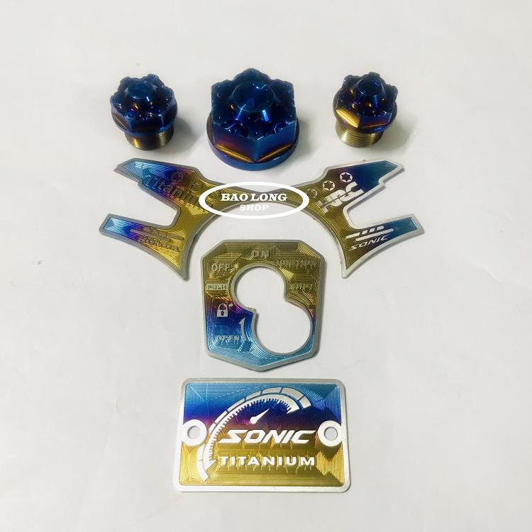SONIC Combo (3 ốc ghi đông + tem dán ghi đông titan+ổ khóa titan + nắp bình dầu Titan) dành cho xe SONIC,Sản Phẩm Chất Lượng, Gian Hàng Uy Tín, Giá Cả Cực Tốt, Mua Ngay.