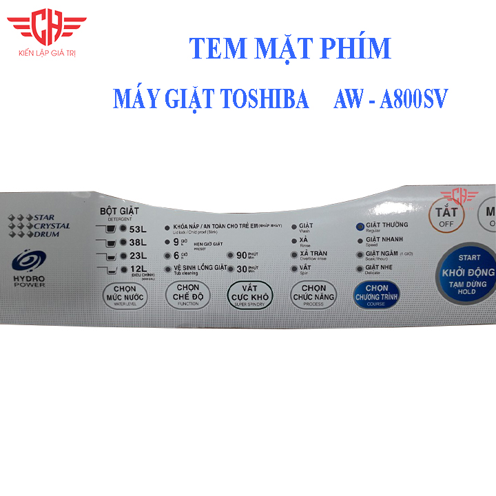 Tem phím máy giặt Toshiba A800