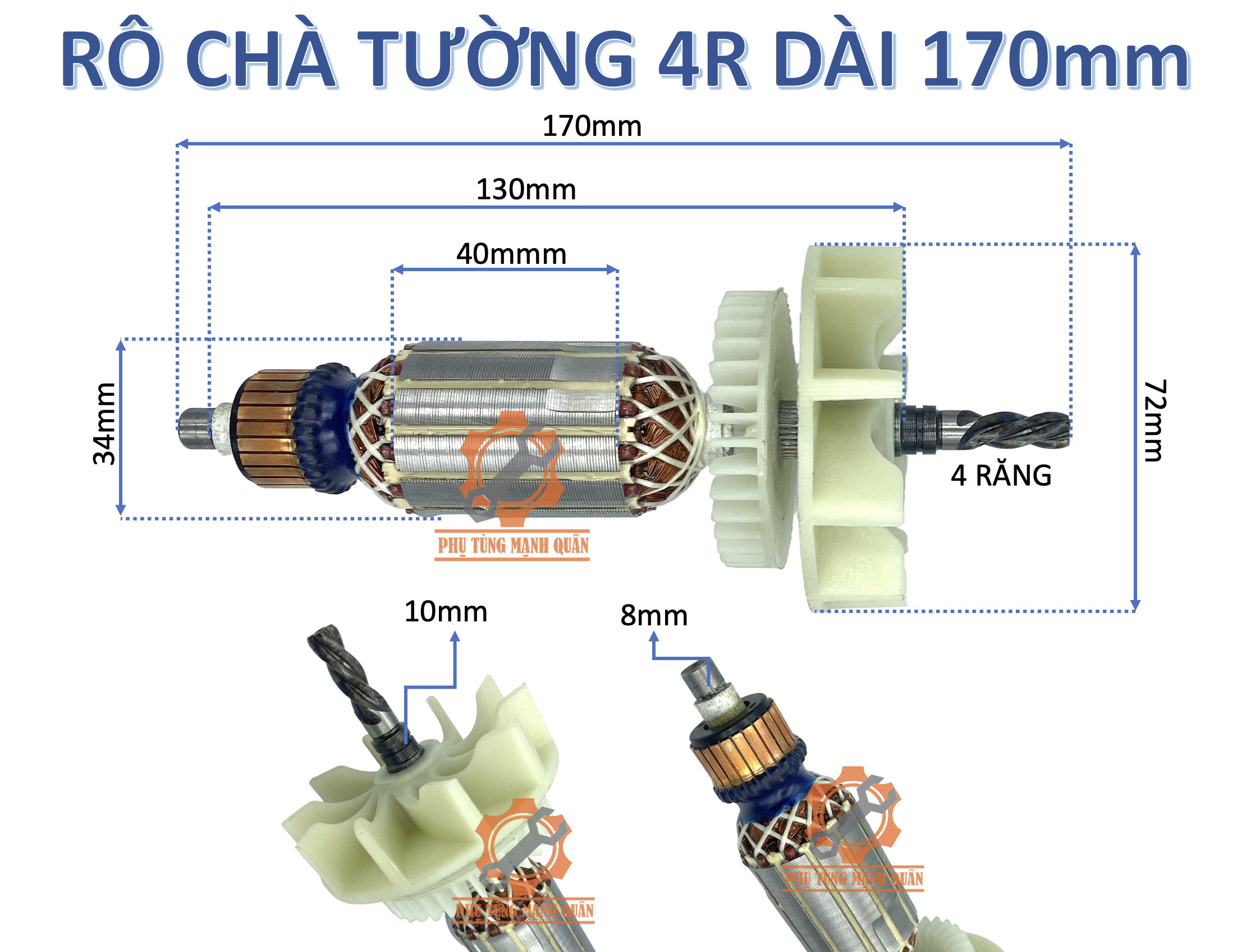 Rotor/ruột máy chà tường tặng kèm chổi than (mtr100)