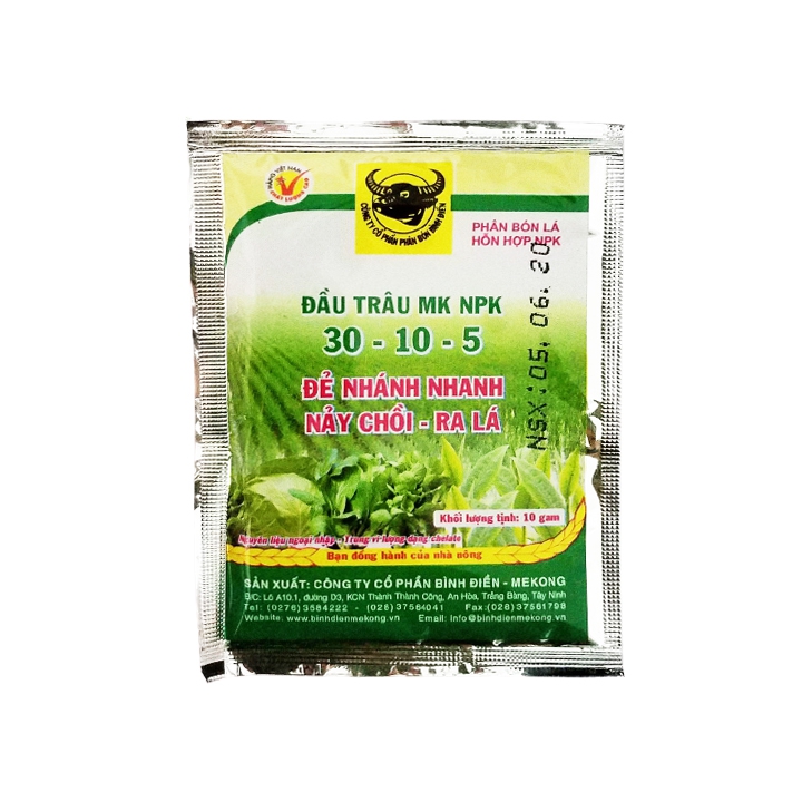 Phân Bón Lá  Đầu Trâu MK NPK 30 - 10 -5 (Nảy Chồi Ra Lá -10Gram)
