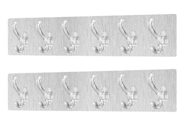 Solid Transparent Wall Hanger with 6 Super Strong Hooks