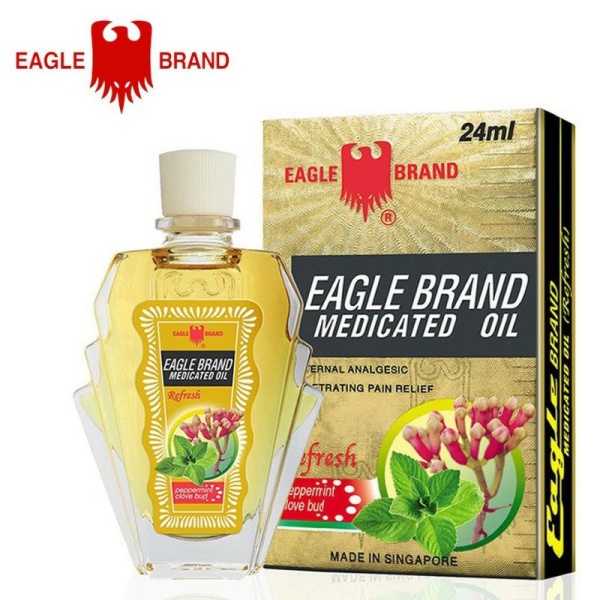 [CHÍNH HÃNG] Dầu gió Con Ó vàng Singapore Eagle Medicated Oil Refresh 24ml, 3ml