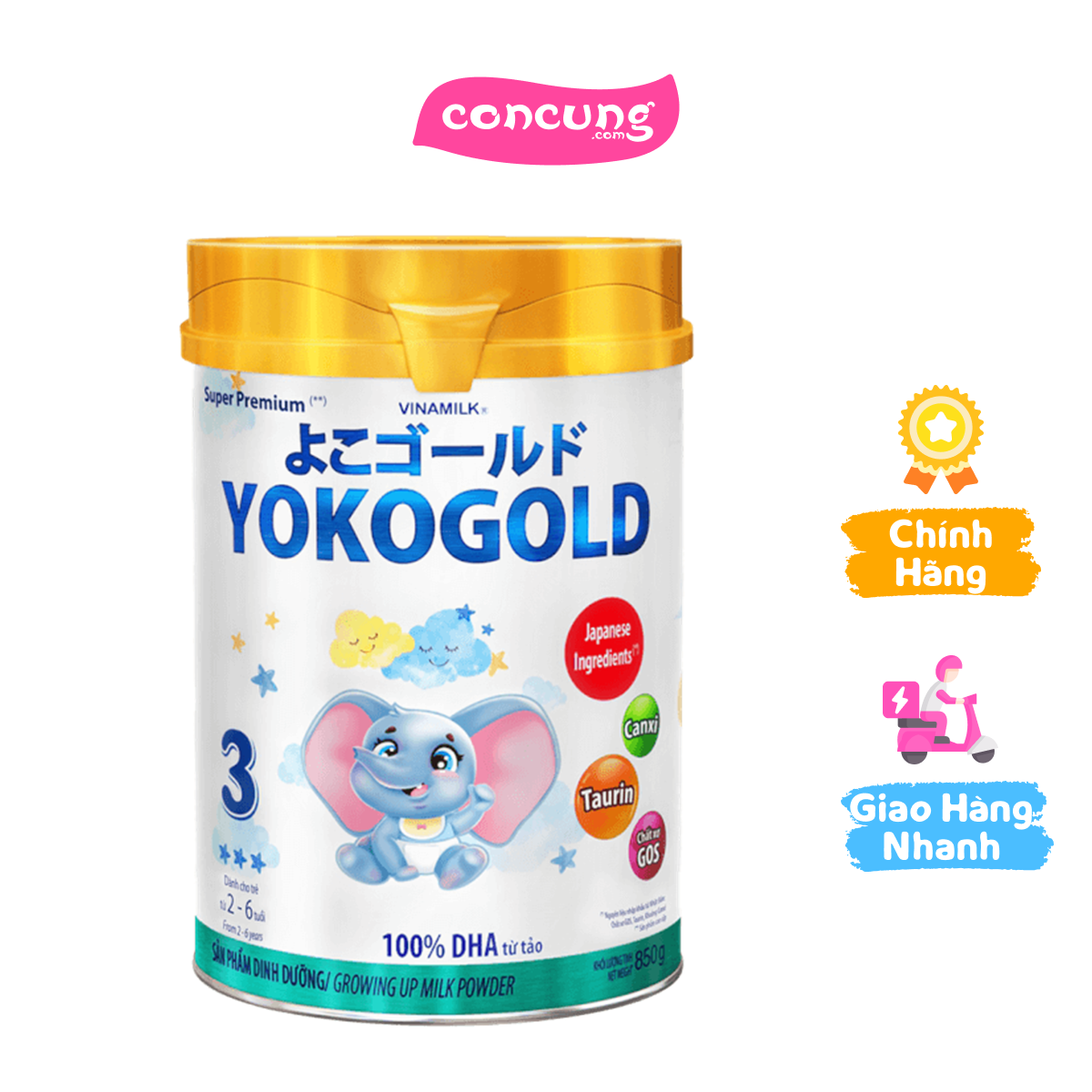 Vinamilk yoko gold 3, 2 - 6 tuổi, 850g
