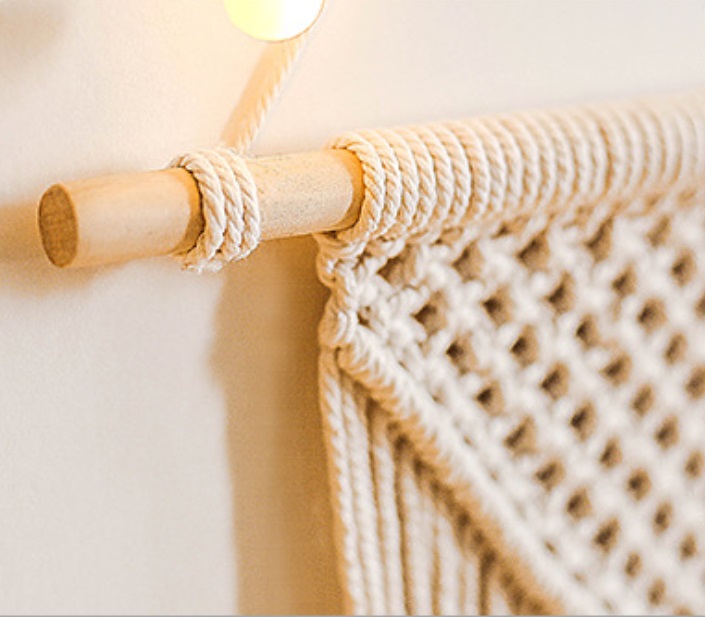 Mành Macrame treo tường, Macrame trang trí thắt mũi tên