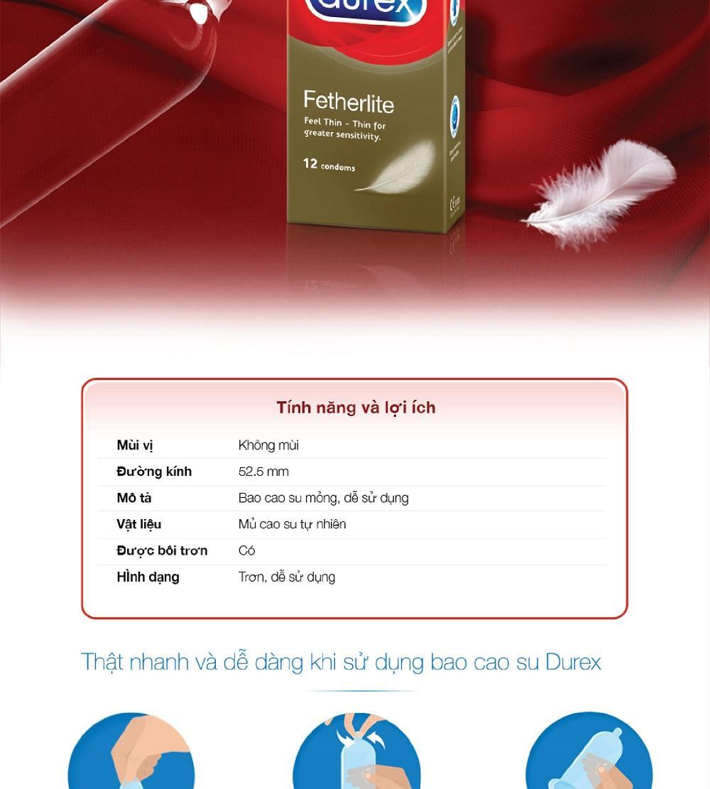 [HCM]Combo 3 hop Bao cao su Durex Fetherlite  sieu mong