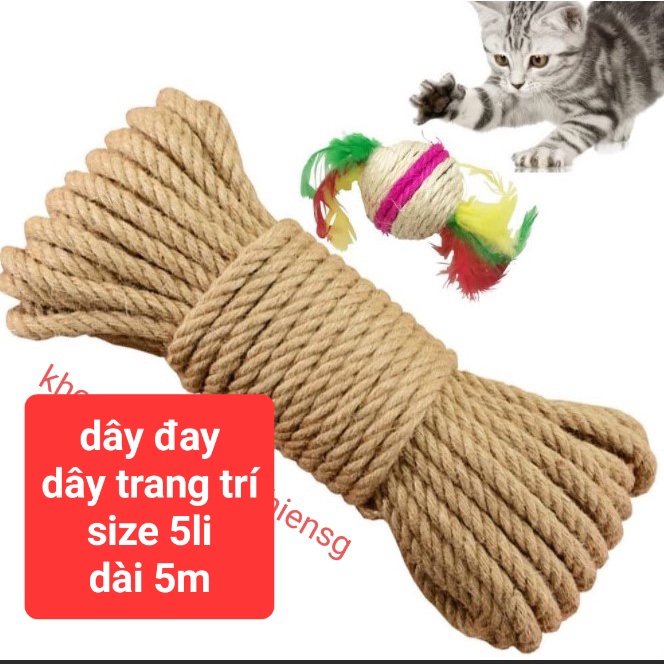 [Size 5mm] 5m dây thừng đay, dây gai  trang trí, handmade