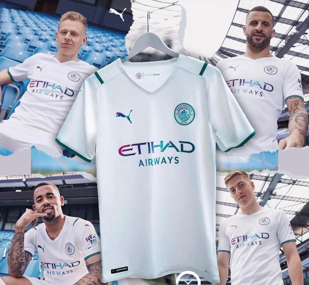 Áo Bóng Đá CLB MANCHESTER CITY-Sân Khách -Chất Polyester-Bản Thi Đấu