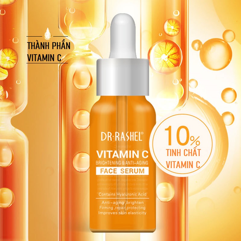 Serum Vitamin C DR-RASHEL Serum Sáng Da Mờ Thâm Nám, Ngăn Ngừa Mụn Cải Thiện Làn Da Xỉn Màu Đẹp Da Chống Lão Hoá Và Nếp Nhăn 50ml