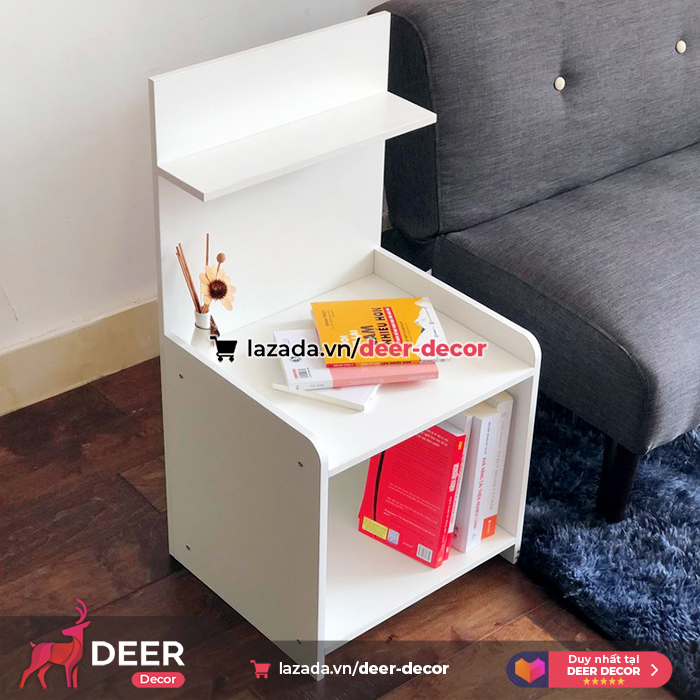 Cabinet shelf living room-to edge sofa-to-deer decor