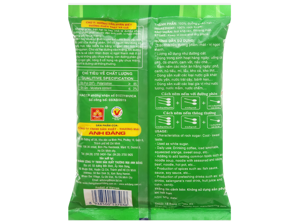 Đường phèn bột, gói 500 gr, hiệu Anh Đăng