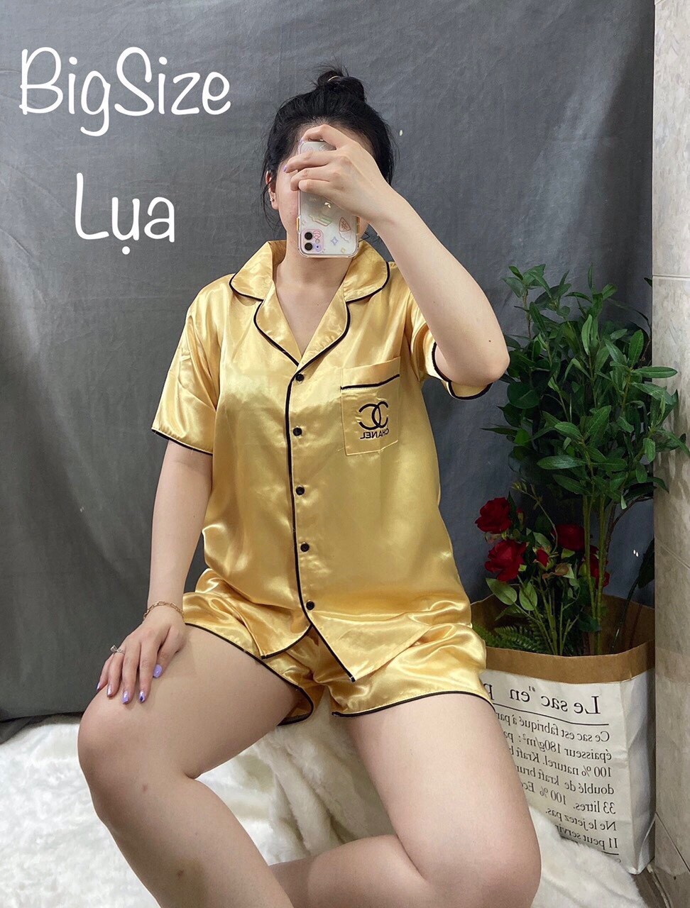Đồ Bộ Pijama Lụa BigSize thiêu túi đùi Form BigSize 60kg đến 75kg