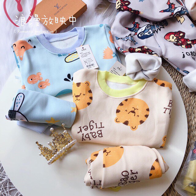 Combo 3 bộ nỉ dài tay cho bé