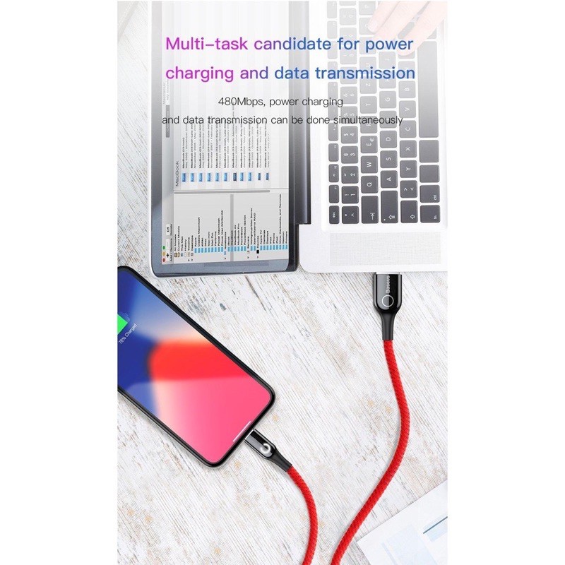 [GIAO HÀNG NHANH] Cáp sạc nhanh Baseus tự ngắt thông minh (TypeC/Linghtning)