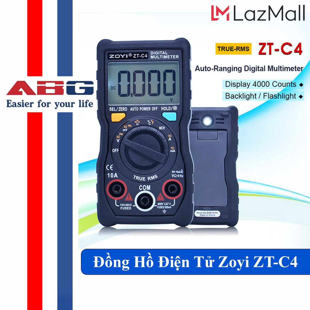 Đồng Hồ Đo Điện Đa Năng Điện Tử Zoyi Zt-C4, Đồng Hồ Đo Điện Vạn Năng Đo Son Điện Trở Cách Điện, Điện Áp AC DC, Kiểm Tra Tụ Điện, Dò Điện NVC, Đo Điện Dung, Nhiệt Độ- Hàng Chính Hãng