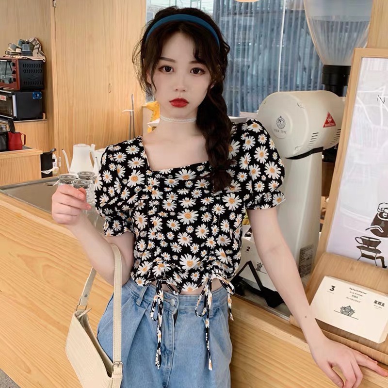 Áo voan hoa nhí rút hai bên cực xinh TTSLA0209