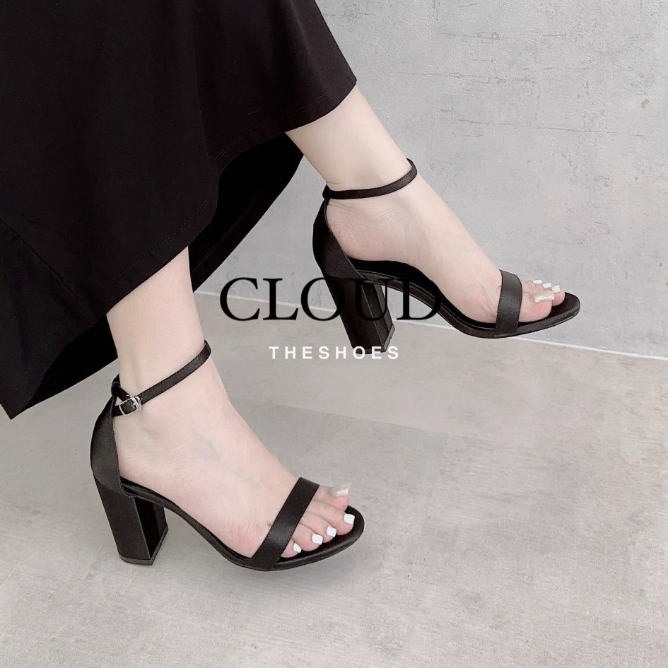 Giày cao gót công sở nữ mũi tròn quai ngang satin Cloud the shoes