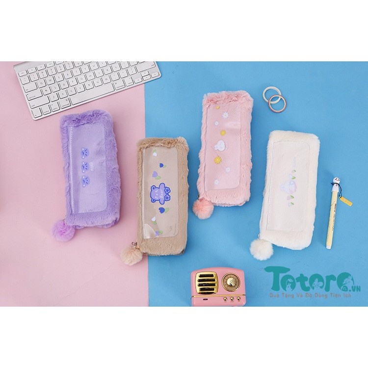 Túi đựng bút lông Thú cưng - Gấu Thỏ Milkjoy