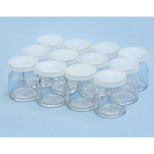 Bộ 12 hủ làm sữa chua_ Yogurt ( thủy tinh Kèm Nắp )