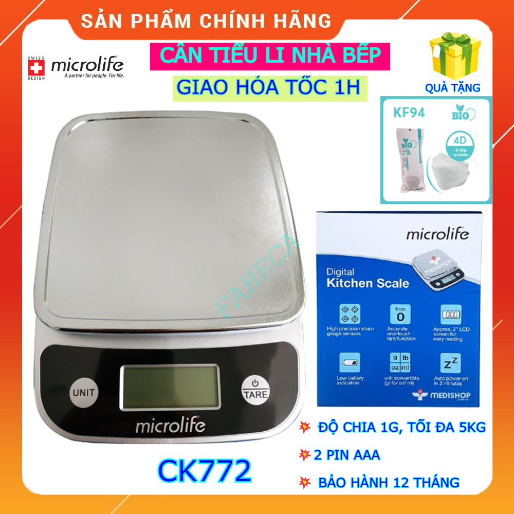 Cân điện tử tiểu li Microlife CK772 cân nhà bếp độ chính xác cao - Chính hãng