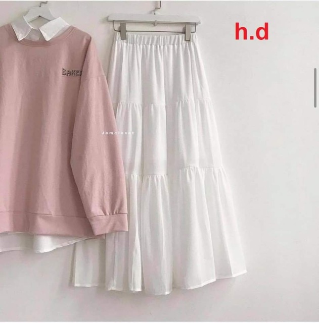 Sét áo BAKER + sơmi + chân váy 3 tầng HDA0121