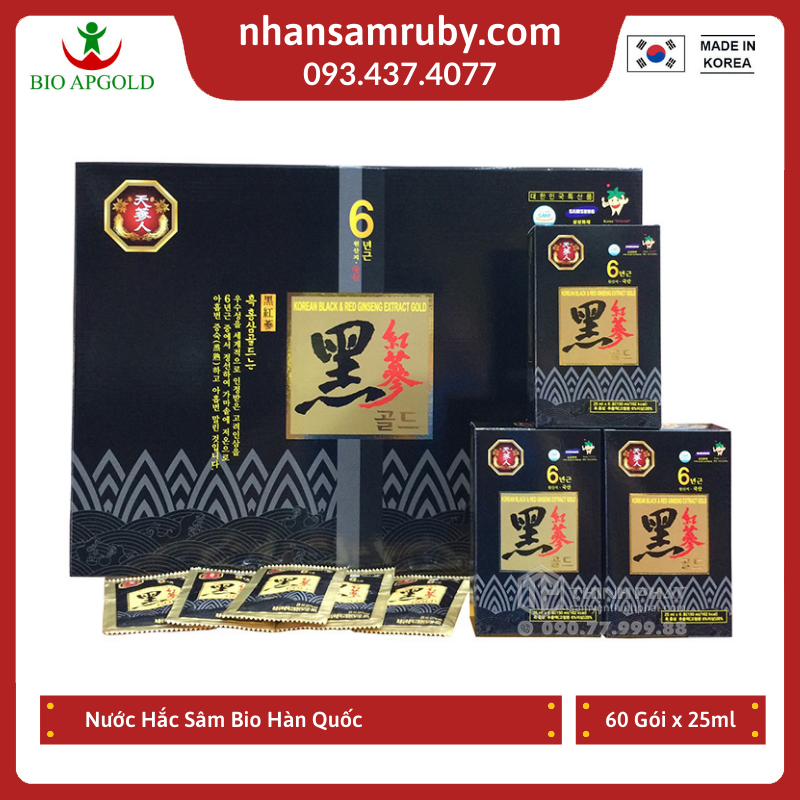 Nước Hắc Sâm Bio Apgold Hàn Quốc Hộp 60 Gói x 25ml Cao Cấp
