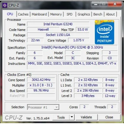 CPU Intel Pentium G3240 (3M Bộ nhớ đệm 3.10 GHz) Socket 1150 hỗ trợ dòng Main H81 B85 Z87 Z97... - Tray