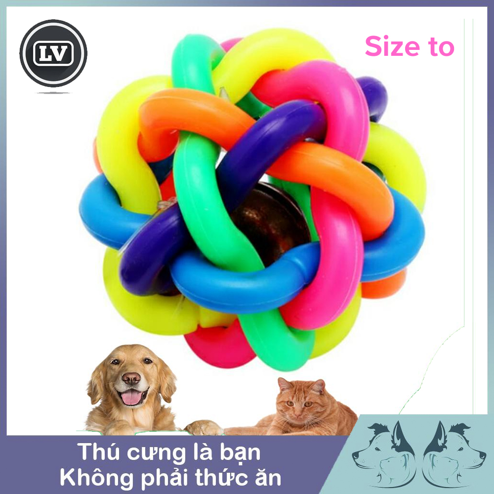 Bóng 7 màu gắn chuông cho thú cưng Phụ Kiện Long Vũ