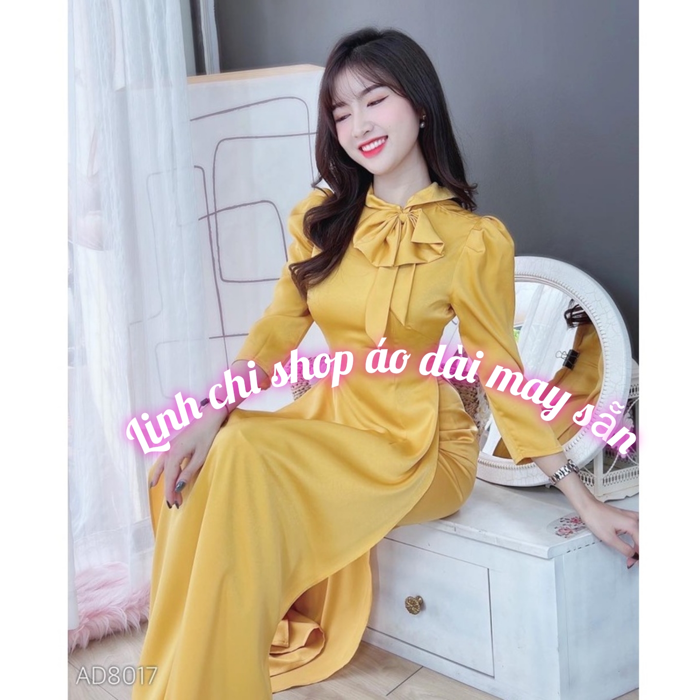 áo dài may sẵn trơn lụa kèm quần