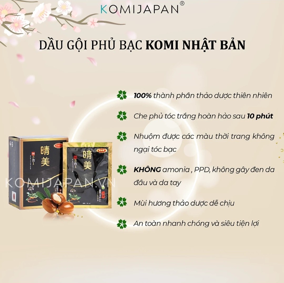 Dầu gội phủ bạc gói Akami phủ bạc tóc (25ml/75ml/105ml) - NÂU HẠT DẺ
