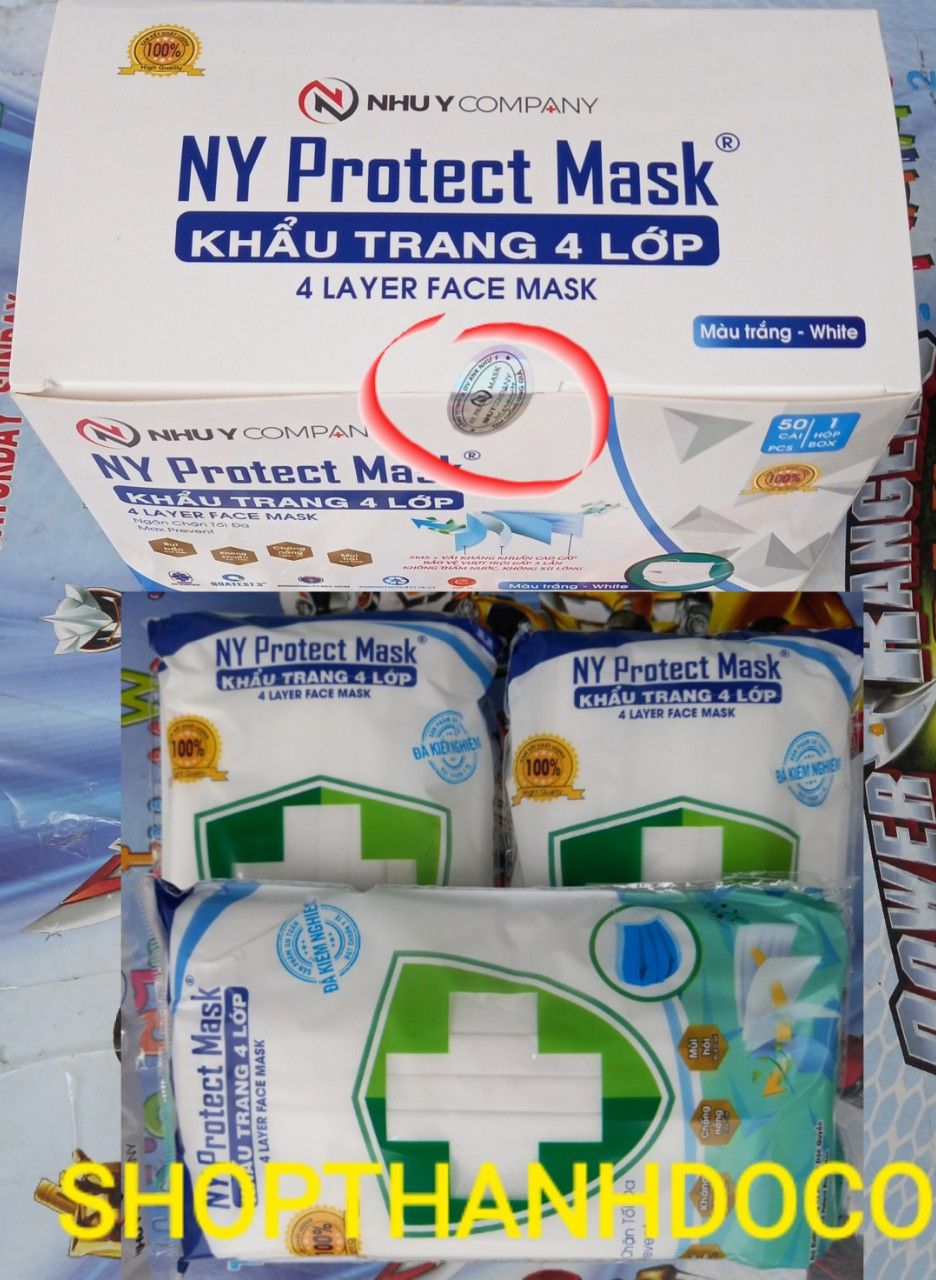 KHẨU TRANG Y TẾ NHƯ Ý ( NY PROTECT MASK ) 4 LỚP ( 1 HỘP 50 CÁI MÀU TRẮNG )