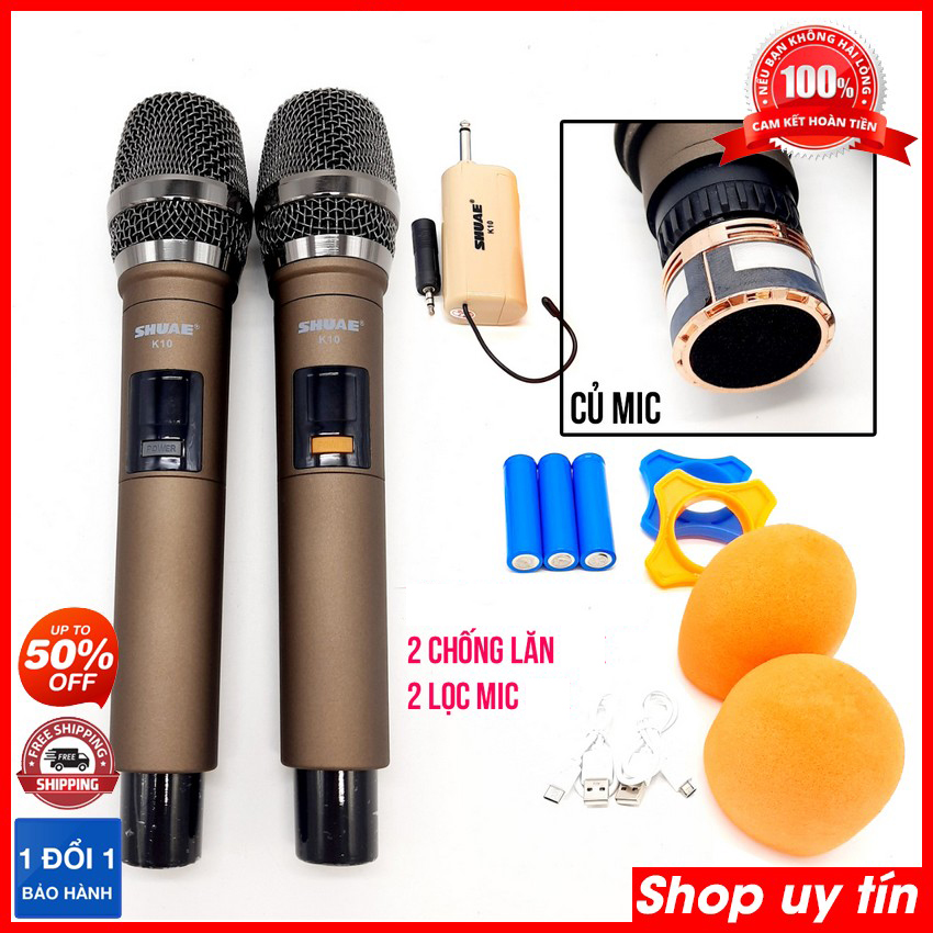 [HCM] [SaLe Chính Hãng] Micro Không Dây Đa Năng Micro SHUAE K10, Mic Hát Nhạy, Chống Hú Chống Rè Cực Tốt, Thiết Kế Nhỏ Gọn , Thân Mic Làm Từ Hợp Kim Nhôm, Pin Sạc Tiện Lợi, Dùng Cho Mọi Loa Kéo Di Dộng