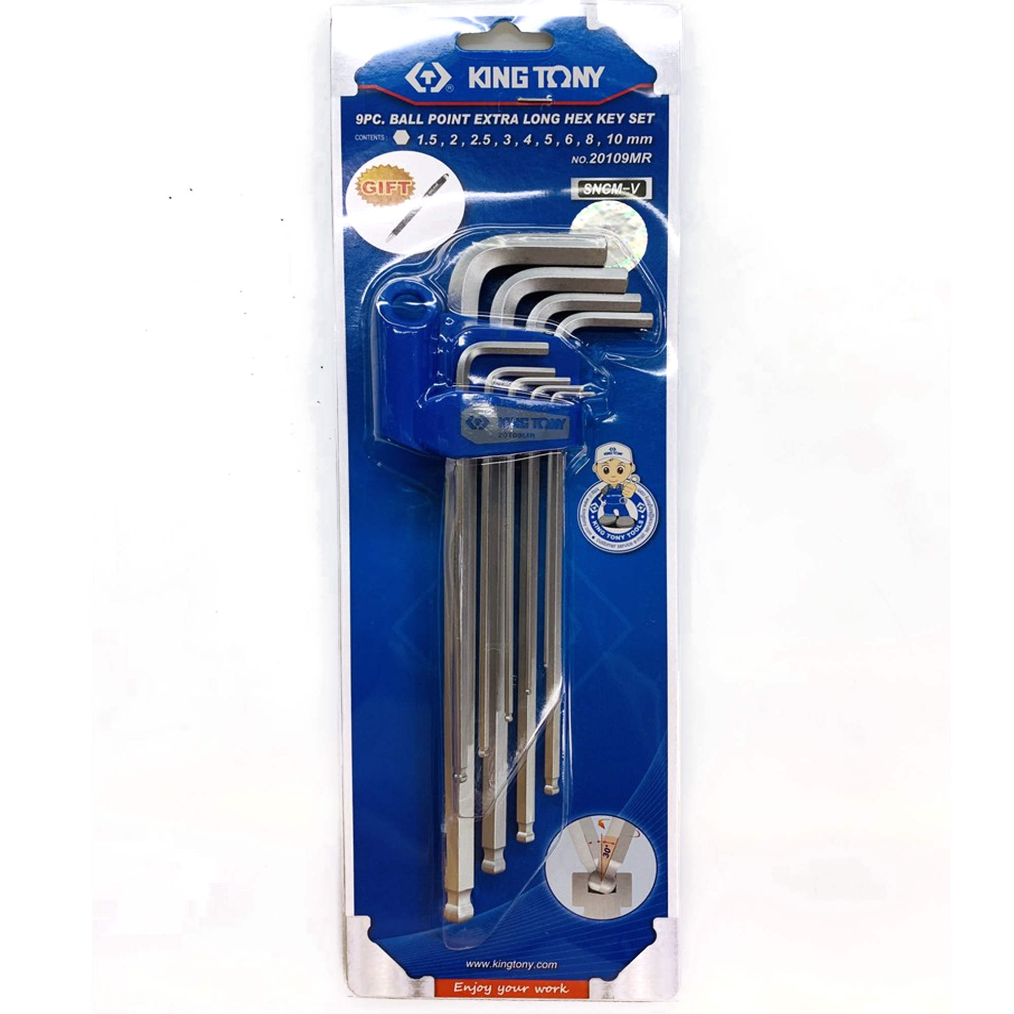 Bộ lục giác 9PCS bi dài Kingtony 20109MR