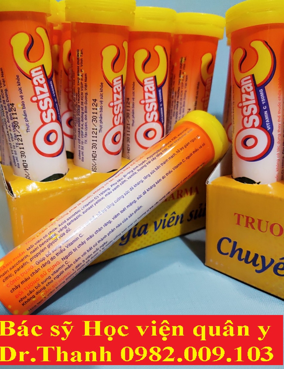 Ossizan C - C sủi - Bổ sung Vitamin C hương vị cam - Tăng cường sức đề kháng, ngăn ngừa virus - 1 Tuýt 20 viên