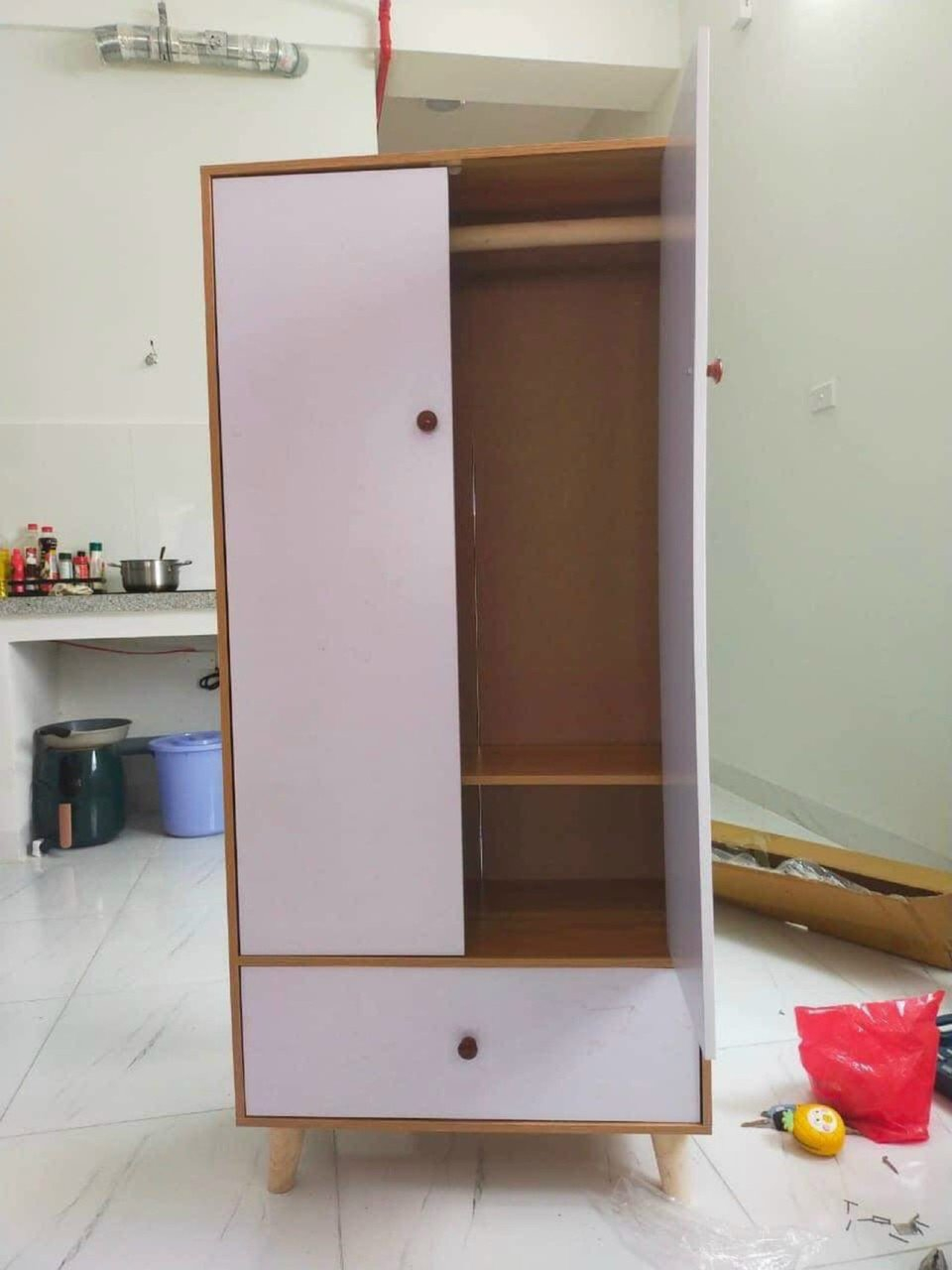 Tủ Gỗ 2 Cánh Lớn 1 Ngăn Mở