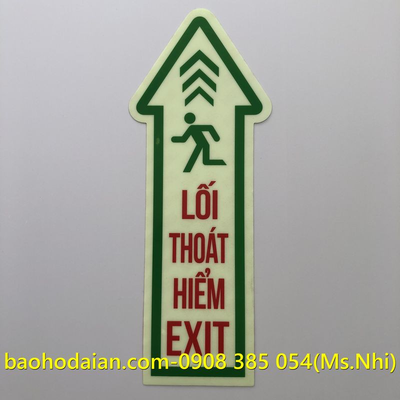 Biển dán chỉ dẫn lối thoát hiểm exit dạ quang (24x16cm)
