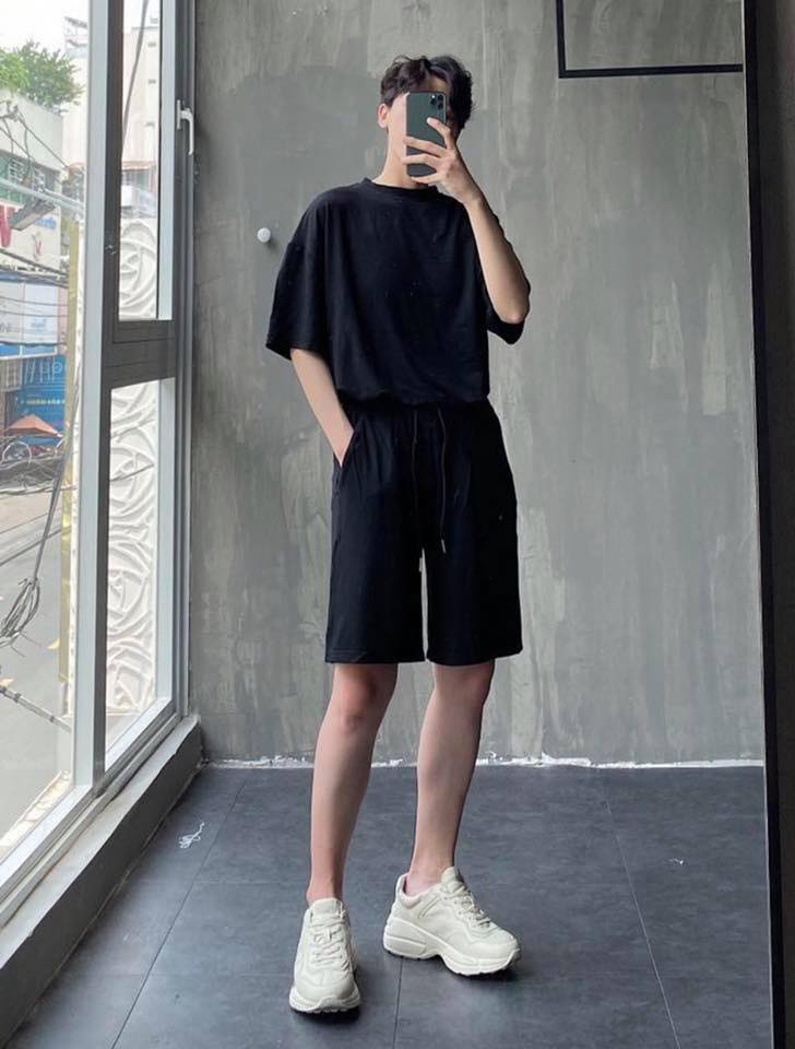 Quần Short Nỉ Cotton Cực Đẹp - Quần short basic đen trơn - black basic shorts
