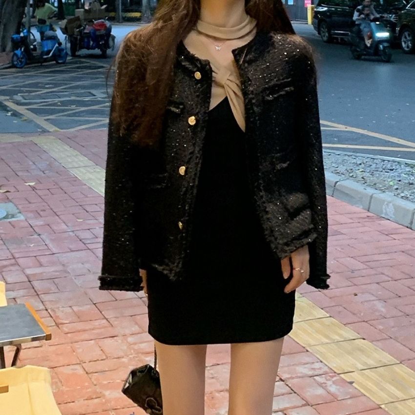 Váy body dài tay , đầm ngắn dáng ôm sexy , hở vai vải bông co dãn cao cấp phong cách thu đông Hàn Quốc