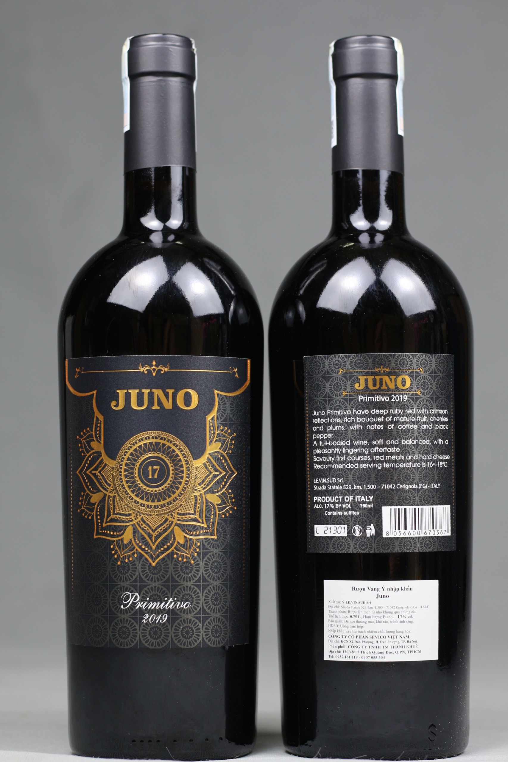 Vang đỏ nhập khẩu Ý Juno 17 Primitivo