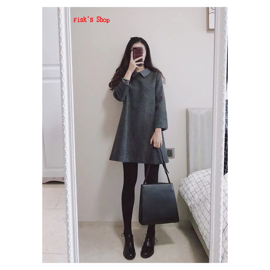 Váy dạ cổ gập dáng chữ A