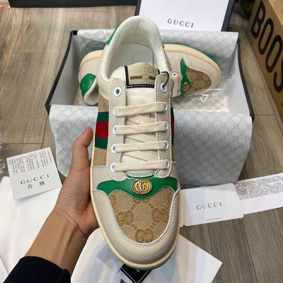 Giày Sneaker Nam nữ Guccii Screener leather( Giày Guccci Sơn Tùng MTP)