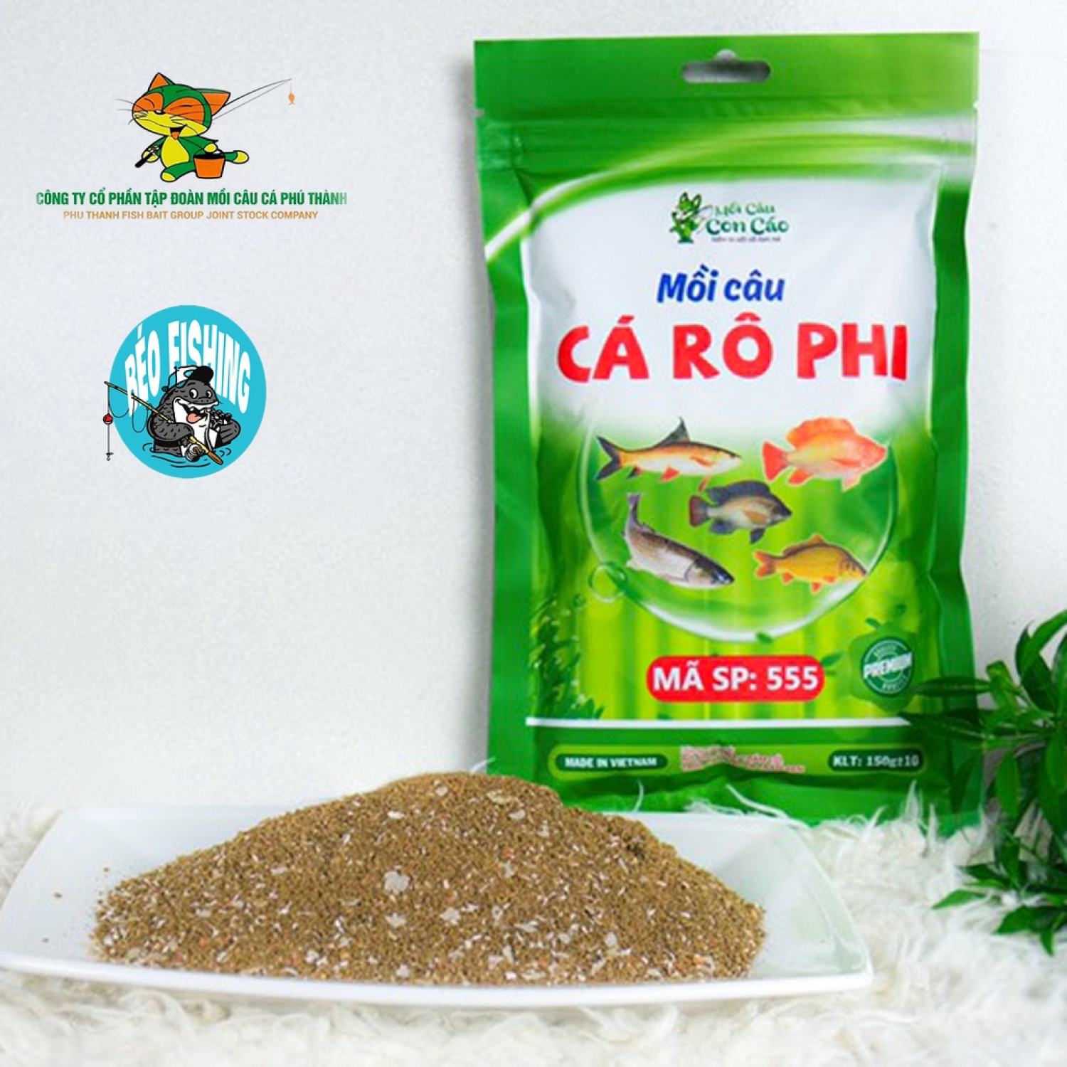 Mồi câu cá Phú Thành chuyên cá Rô phi 150g  mã 555 ( gói xanh lá mới )